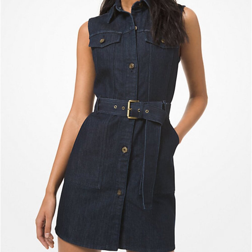 MICHAEL Michael Kors Denim Belted Mini Dress - Cute work outfit!